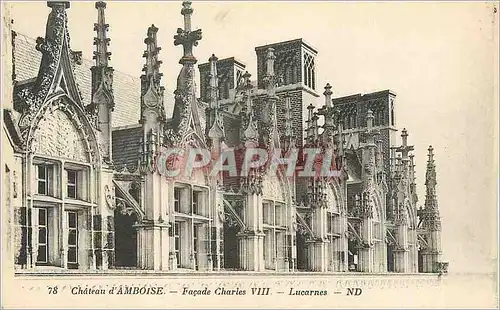 Cartes postales Chateau d'Amboise Facade Charles VIII Lucarnes