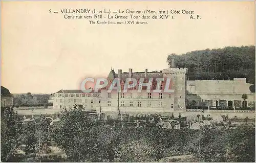 Cartes postales Villandry (I et L) le Chateau (Mon Hist) Cote Ouest