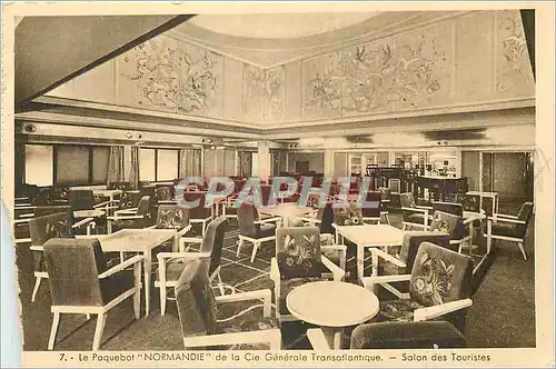 Cartes postales Le Paquebot Normandie de la Cie Generale Transatlantique Salon des Touristes Bateau