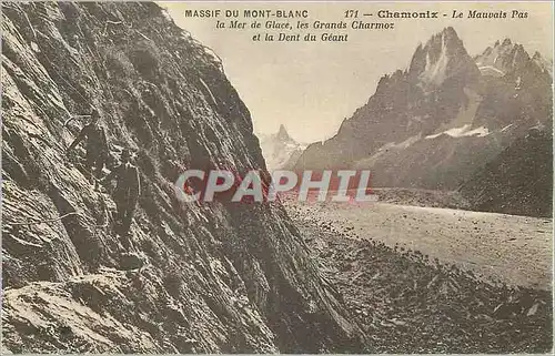 Cartes postales Massif du Mont Blanc Chamonix Le Mauvais Pas Alpinisme
