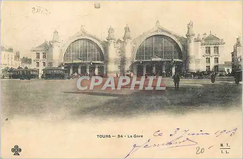 Cartes postales Tours La Gare Tramway