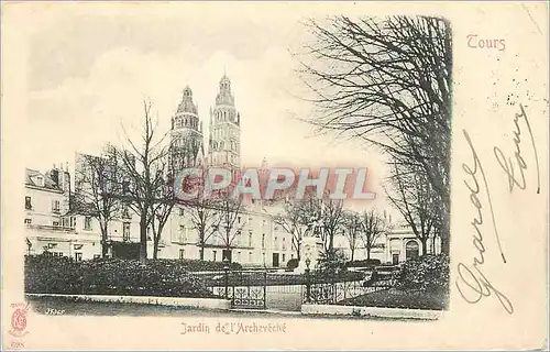 Cartes postales Tours Jardin de L'Archeveche (carte 1900)