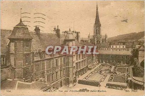 Cartes postales Rouen Vue sur l'Archeveche et Saint Maclou