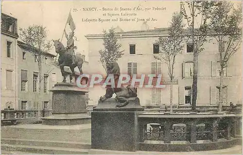 Cartes postales Nancy Statue de Jeanne d'Arc par Fremiet et square Lafayette