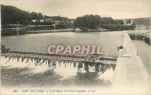 Cartes postales Env de Lyon L'Ile Barbe et le Pont Suspendu