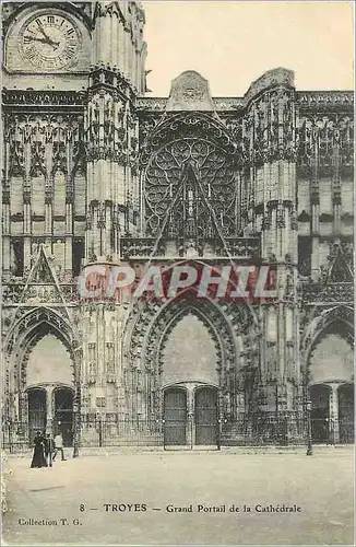 Ansichtskarte AK Troyes Grand Portail de la Cathedrale