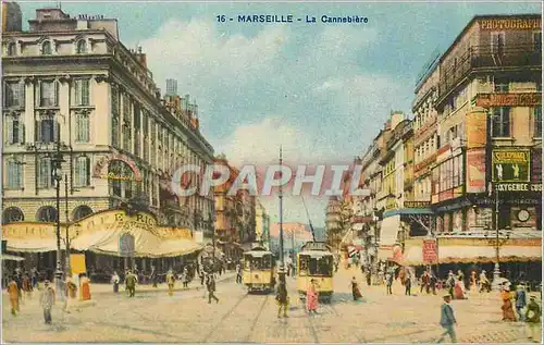 Ansichtskarte AK Marseille La Cannebiere Tramway