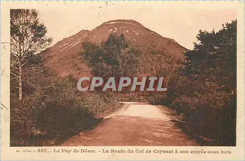 Cartes postales Le Puy de Dome La Route du Col de Ceyssat a son entree sous Bois Cachet Daguin Royat