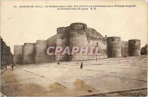 Cartes postales Angers (M et L) Le Chateau (Mon Hist XIIe et XIIIe S) Commence sous Philippe Auguste
