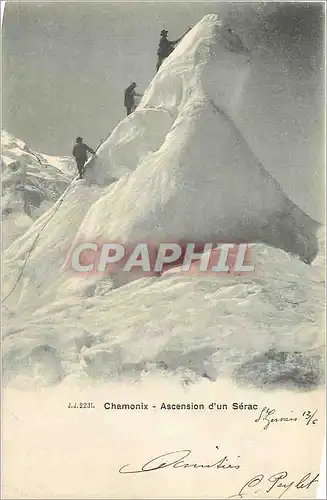 Cartes postales Chamonix Ascension d'un Serac Alpinisme (carte 1900)