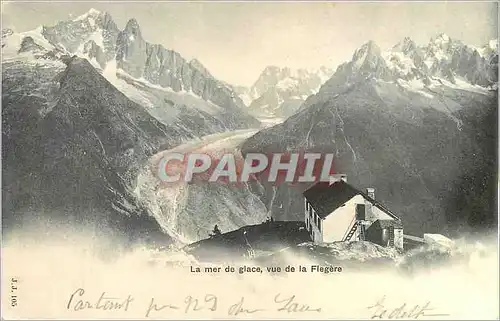 Cartes postales La Mer de Glace Vue de la Flegere (carte 1900)