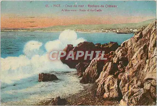 Cartes postales Nice Coup de Mer Rochers du Chateau