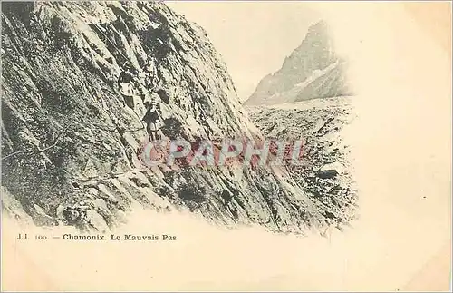 Cartes postales Chamonix Le Mauvais Pas Alpinisme (carte 1900)