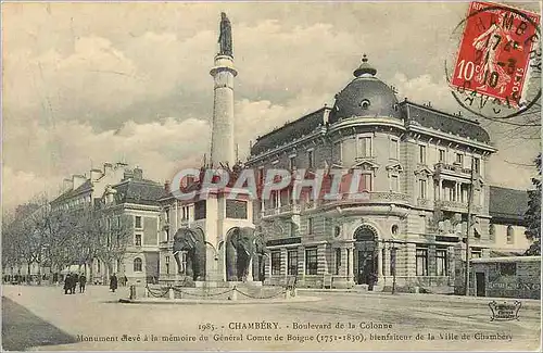 Cartes postales Chambery Boulevard de la Colone Monument eleve a la Memoire du General Comte de Boigne