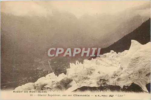 Cartes postales Massif du Mont Blanc Glacier Superieur vue sur Chamonix