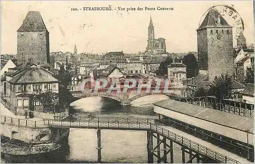 Ansichtskarte AK Strasbourg Vue prise des Ponts Couverts