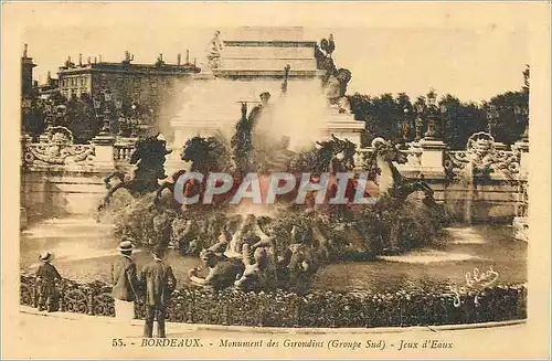 Cartes postales Bordeaux Monument des Girondins (Groupe Sud) Jeux d'Eaux