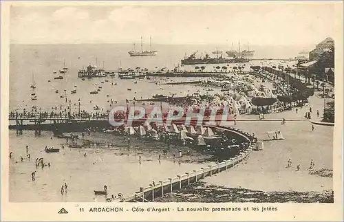 Ansichtskarte AK Arcachon Cote d'Argent La Nouvelle Promenade et les Jetees Bateaux