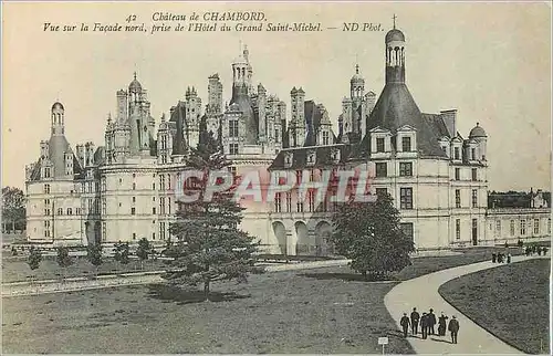 Cartes postales Chateau de Chambord Vue sur la Facede Nord prise de l'Hotel