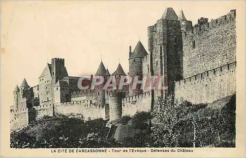 Cartes postales La Cite de Carcassonne Tour de l'Eveque Defenses du Chateau