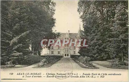 Cartes postales Azay le Rideau Chateau National (XVIe S) Facade Nord de l'Aile Meridionale et la Tour d'Arrivee