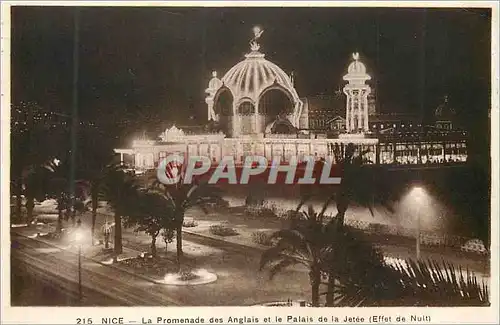 Cartes postales Nice La Promenade des Anglais et le Palais de la Jetee (Effet de Nuit)