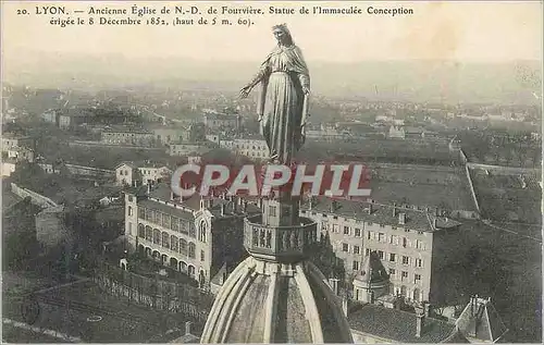 Cartes postales Lyon Ancienne Eglise de N D de Fourviere Statue de l'Immaculee Conception