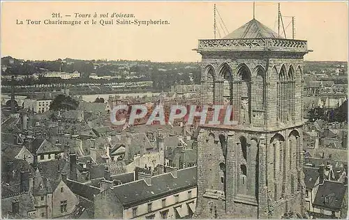 Cartes postales Tours a Vol d'Oiseau La Tour Charlemagne et le Quai Saint Symphorien (carte 1900)