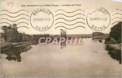 Cartes postales Champigny sur Yonne (Yonne) Les Bords de l'Yonne cachet Bagnolet
