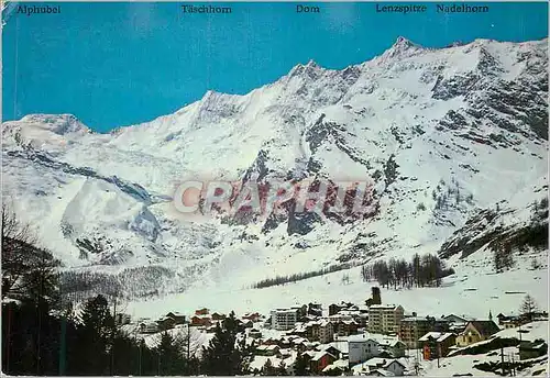 Moderne Karte Saas Fee 1800 m Wallis Alphubel 4206 m