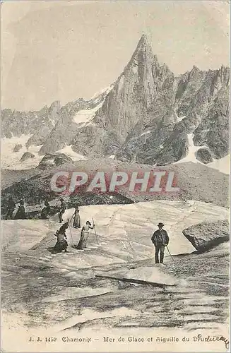 Ansichtskarte AK Chamonix Mer de Glace et Aiguille du Dru Alpinisme