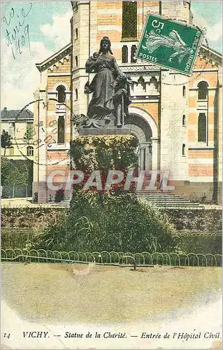 Cartes postales Vichy Statue de la Charite Entree de l'Hopital Civil