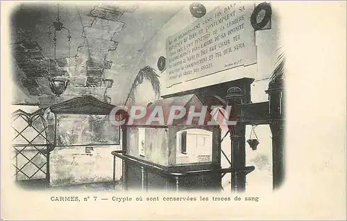 Cartes postales Carmes Crypte ou sont Conservees les Traces de Sang