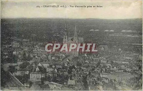 Ansichtskarte AK Chartres (E et L) Vue d'ensemble prise en Avion