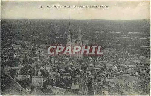 Cartes postales Chartres (E et L) Vue d'ensemble prise en Avion