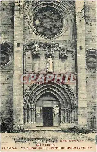 Cartes postales Figeac Le Lot Illustre Notre Dame du Puy Portail Historique de l'Eglise