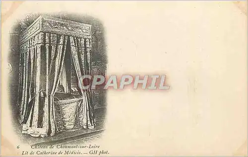 Cartes postales Chateau de Chaumont sur Loir Lit de Catherine de Medicis (carte 1900)