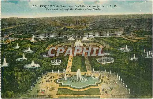 Cartes postales Versailles Panorama du Chateau et des Jardins