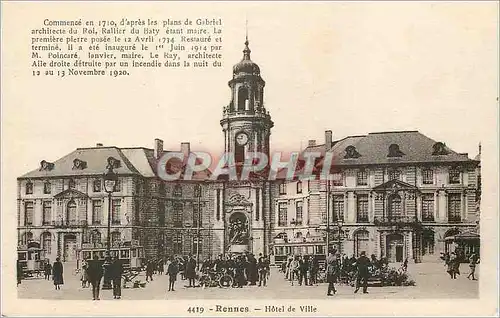 Cartes postales Rennes Hotel de Ville Tramway
