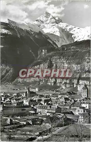 Moderne Karte St Maurice et les Dents du Midi