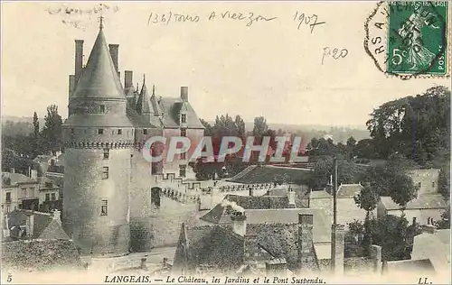 Ansichtskarte AK Langeais le Chateau les Jardins et le Pont Suspendu