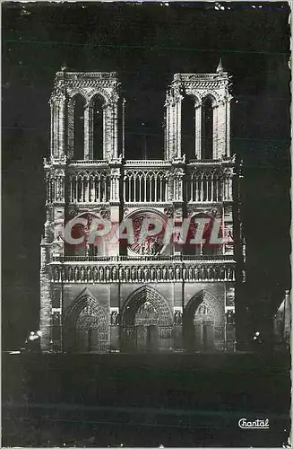 Moderne Karte Paris Facade de Notre Dame Illuminee