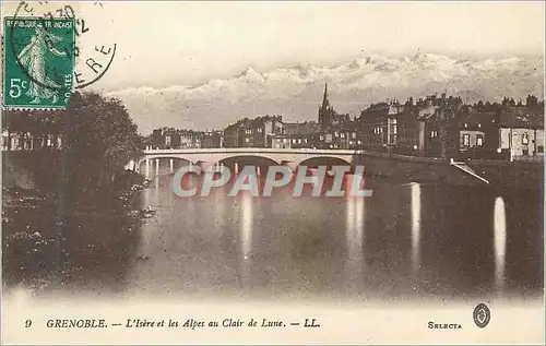 Cartes postales Grenoble l'Isere et les Alpes au Clair de Lune