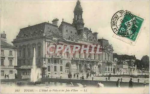 Ansichtskarte AK Tours l'Hotel de Ville et les Jets d'Eau