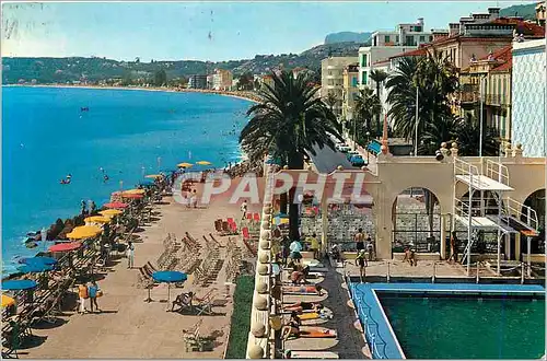 Moderne Karte Menton La Cote d'Azur La Piscine e la Promenade