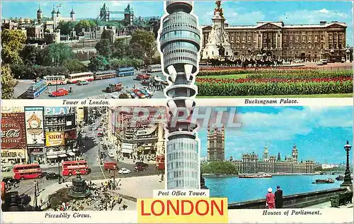 Cartes postales moderne London Tower of London Piccadilly Circus Buckingham Palace Houses of Parliament