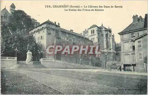 Ansichtskarte AK Chambery (Savoie) Le Chateau des Ducs de Savoie La Statue des Freres de Maistre