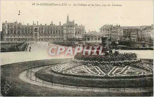 Cartes postales St Germain en Laye Le Chateau et la Gare vus du Parterre