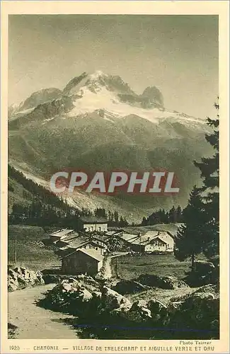 Cartes postales Chamonix Village de Trelechamp et Aiguille Verte et Dru