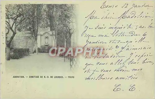 Cartes postales Adoration Ermitage de N D de Lourdes Tours (carte 1900)